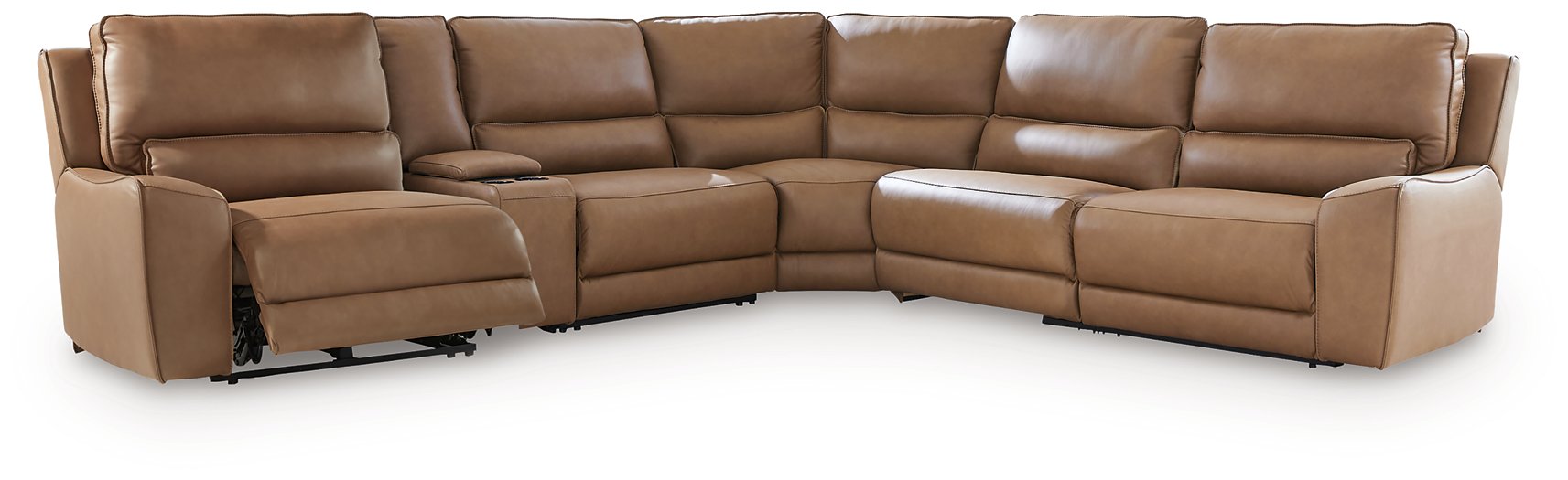 DeepWakes Reclining Sectional with Storage Console - Inland Furniture (San Bernardino, CA)