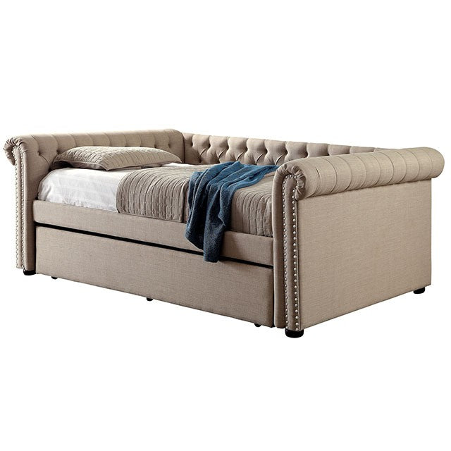 Leanna Daybed w Trundle Beige - Inland Furniture (San Bernardino, CA)