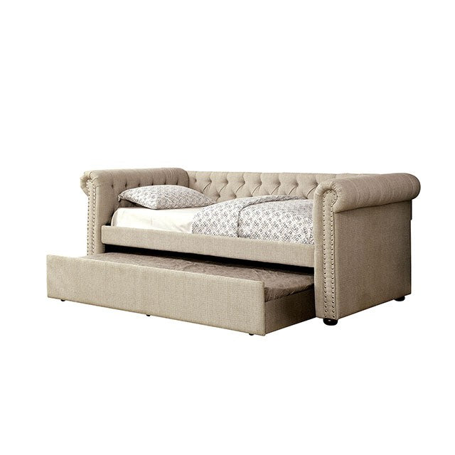 Leanna Daybed w Trundle Beige - Inland Furniture (San Bernardino, CA)