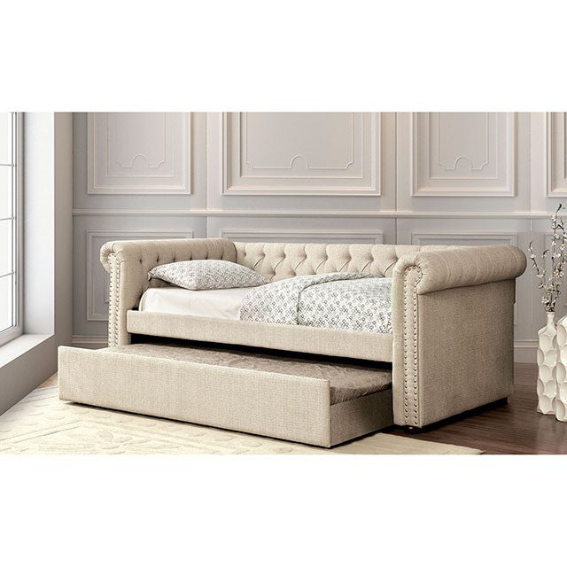 Leanna Daybed w Trundle Beige - Inland Furniture (San Bernardino, CA)