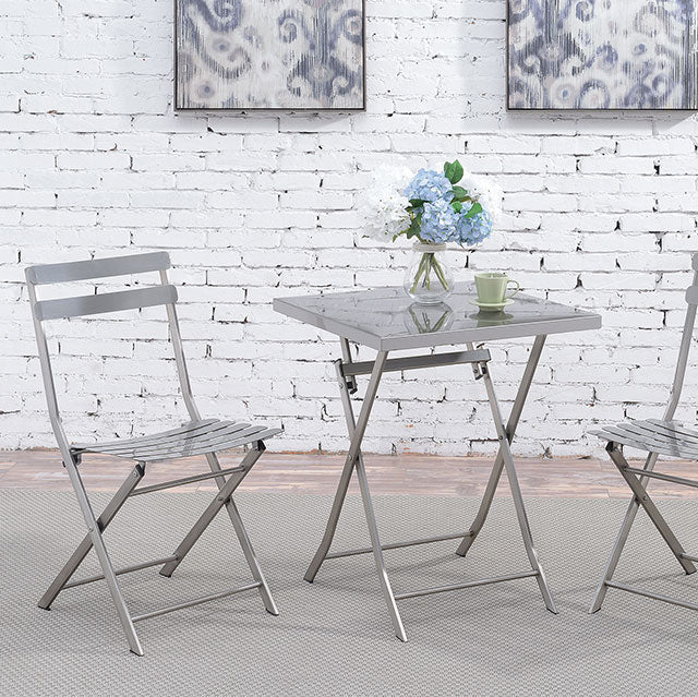 Lilah Stainless Folding Table - Inland Furniture (San Bernardino, CA)