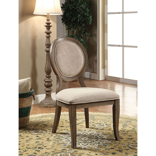 Kathryn Rustic Dark Oak/Beige Side Chair (2/CTN) - Inland Furniture (San Bernardino, CA)