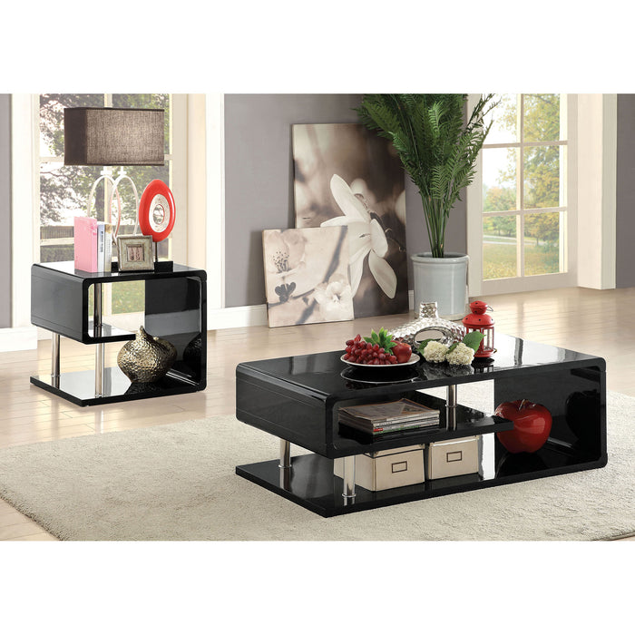 Ninove Black/Chrome End Table - Inland Furniture (San Bernardino, CA)