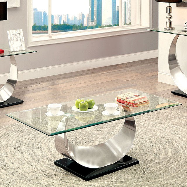 ORLA II Satin Plated/Black Coffee Table - Inland Furniture (San Bernardino, CA)