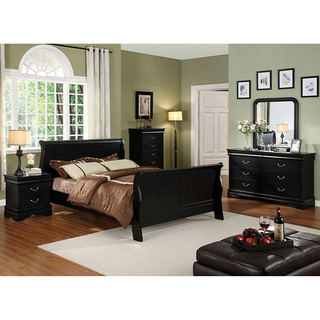 Louis Philippe Cal.King Bed Black & Grey - Inland Furniture (San Bernardino, CA)