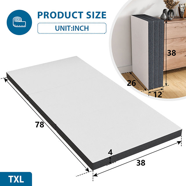 Hollyhock 4" Twin XL Tri-Fold Memory Foam Topper - Inland Furniture (San Bernardino, CA)