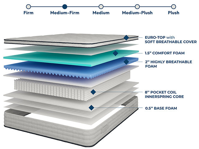 Salvia 12" Queen Hybrid Pocket Coil Mattress - Inland Furniture (San Bernardino, CA)