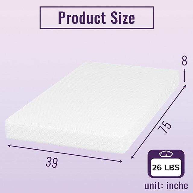 Nasturtium 8" Twin Bamboo Charcoal Infused Memory Foam - Inland Furniture (San Bernardino, CA)