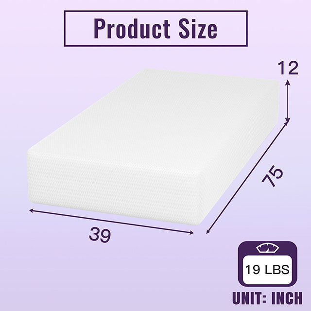 Nasturtium 12" Twin Bamboo Charcoal Infused Memory Foam - Inland Furniture (San Bernardino, CA)