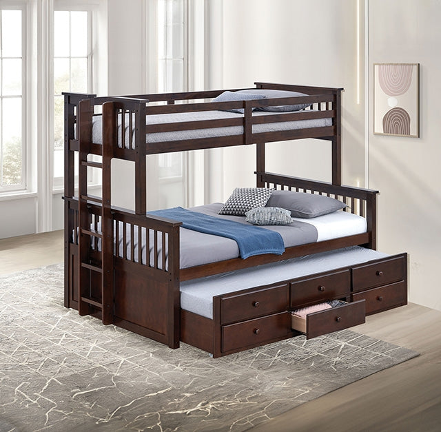 University Twin/Full Bunk Bed Grey, Walnut, & White - Inland Furniture (San Bernardino, CA)