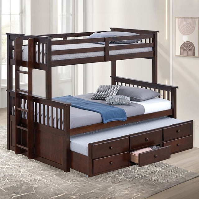 University Twin/Full Bunk Bed Grey, Walnut, & White - Inland Furniture (San Bernardino, CA)