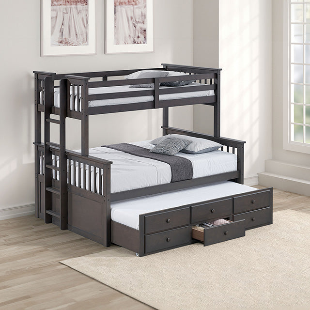University Twin/Full Bunk Bed Grey, Walnut, & White - Inland Furniture (San Bernardino, CA)