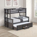 University Twin/Full Bunk Bed Grey, Walnut, & White - Inland Furniture (San Bernardino, CA)