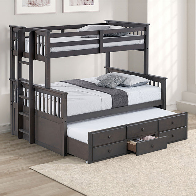 University Twin/Full Bunk Bed Grey, Walnut, & White - Inland Furniture (San Bernardino, CA)