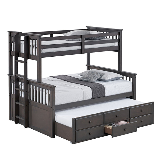 University Twin/Full Bunk Bed Grey, Walnut, & White - Inland Furniture (San Bernardino, CA)