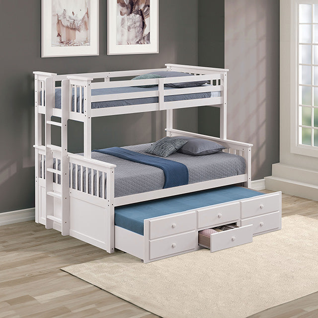 University Twin/Full Bunk Bed Grey, Walnut, & White - Inland Furniture (San Bernardino, CA)