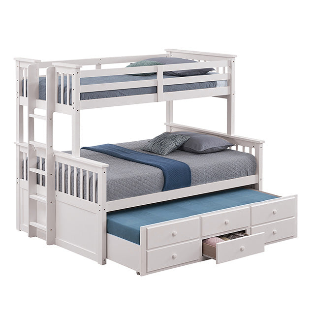 University Twin/Full Bunk Bed Grey, Walnut, & White - Inland Furniture (San Bernardino, CA)