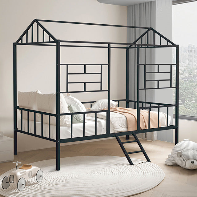 Rhonda Twin Loft Bed White, Silver, & Black - Inland Furniture (San Bernardino, CA)