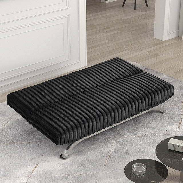 Villeneuve Futon Sofa Bed Black, Pink, & Grey - Inland Furniture (San Bernardino, CA)