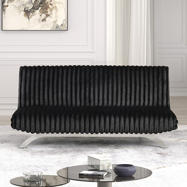 Villeneuve Futon Sofa Bed Black, Pink, & Grey - Inland Furniture (San Bernardino, CA)