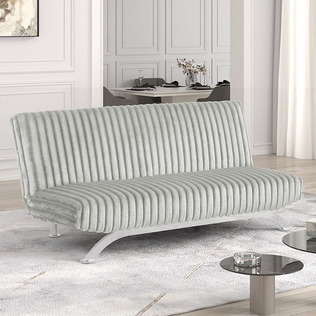 Villeneuve Futon Sofa Bed Black, Pink, & Grey - Inland Furniture (San Bernardino, CA)