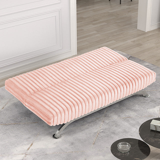 Villeneuve Futon Sofa Bed Black, Pink, & Grey - Inland Furniture (San Bernardino, CA)