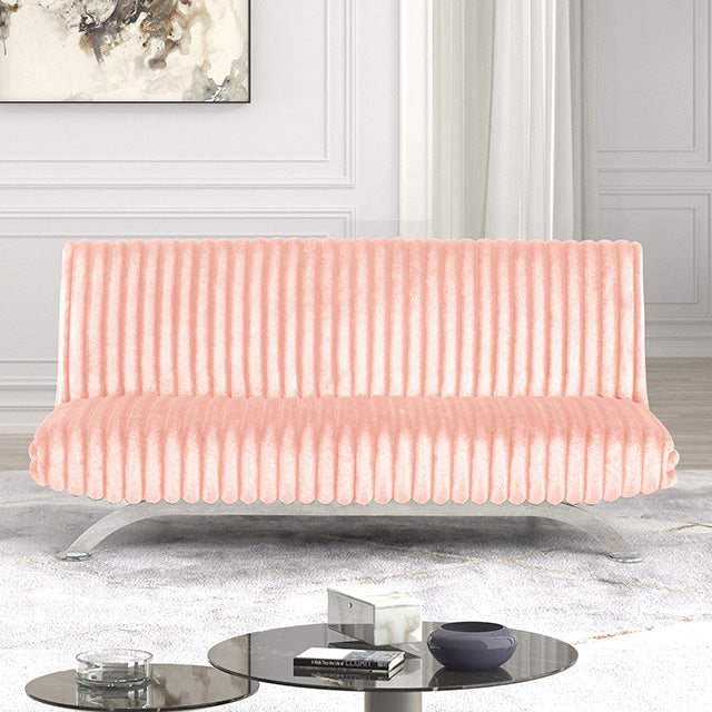 Villeneuve Futon Sofa Bed Black, Pink, & Grey - Inland Furniture (San Bernardino, CA)