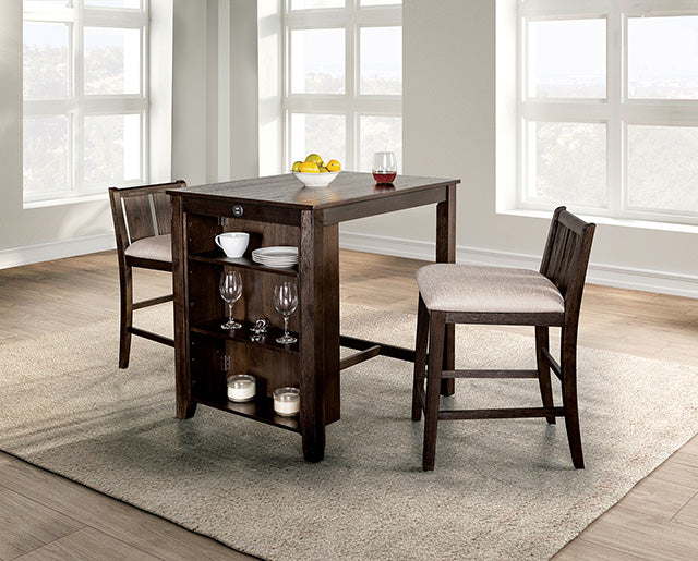 Lescles 3 Pc Counter Ht Set (1 Table + 2 Chairs) - Inland Furniture (San Bernardino, CA)