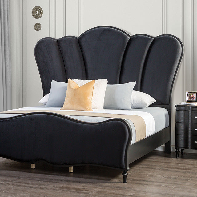 Melodi Parc E.King & Queen Bed Black & Silver - Inland Furniture (San Bernardino, CA)