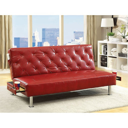 Farel Futon Sofa Red & White - Inland Furniture (San Bernardino, CA)