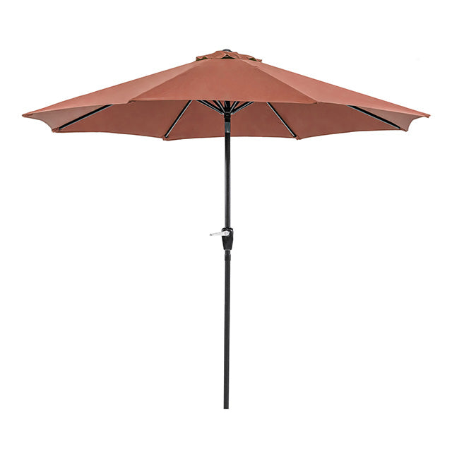 Soli 9' Outdoor Umbrella w/ Auto Tilt + 21" Round Base - Inland Furniture (San Bernardino, CA)