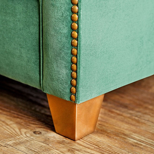VERDANTE Emerald Green/Gold Sofa - Inland Furniture (San Bernardino, CA)