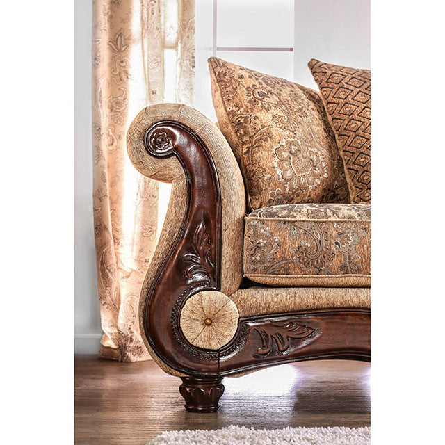 NICANOR Tan/Gold Sofa - Inland Furniture (San Bernardino, CA)