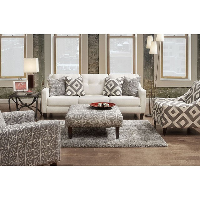 PARKER Ivory/Gray/Pattern Chair, Diamond Pattern - Inland Furniture (San Bernardino, CA)